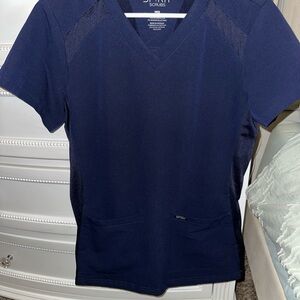Navy Blue V-Neck Scrub Top